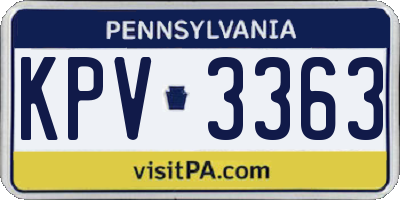 PA license plate KPV3363