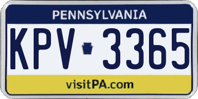 PA license plate KPV3365