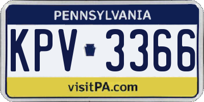 PA license plate KPV3366