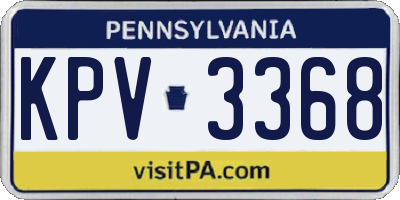 PA license plate KPV3368