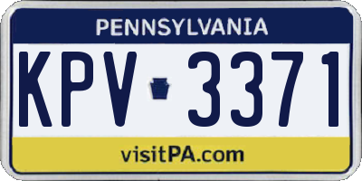 PA license plate KPV3371