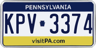 PA license plate KPV3374