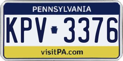 PA license plate KPV3376