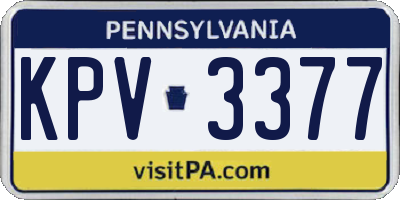 PA license plate KPV3377