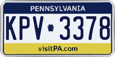PA license plate KPV3378
