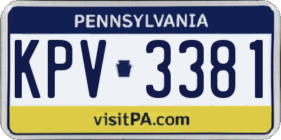 PA license plate KPV3381