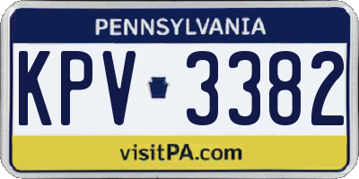 PA license plate KPV3382