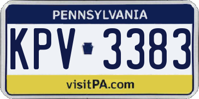 PA license plate KPV3383