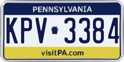 PA license plate KPV3384