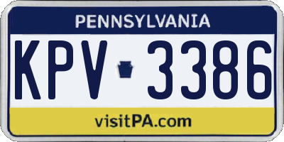 PA license plate KPV3386