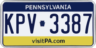 PA license plate KPV3387