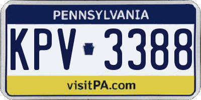 PA license plate KPV3388