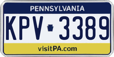 PA license plate KPV3389