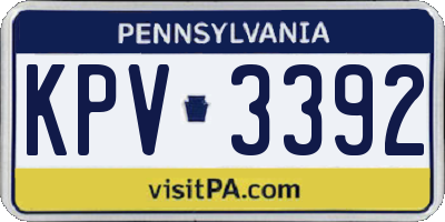PA license plate KPV3392