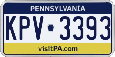 PA license plate KPV3393