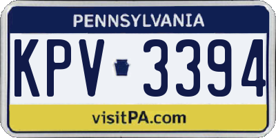 PA license plate KPV3394