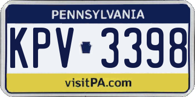 PA license plate KPV3398