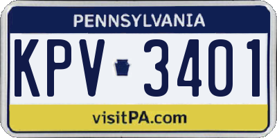 PA license plate KPV3401