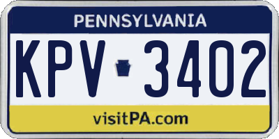 PA license plate KPV3402