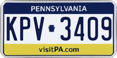 PA license plate KPV3409
