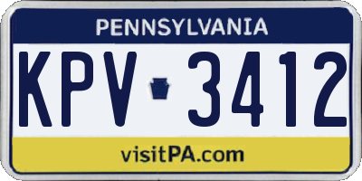 PA license plate KPV3412