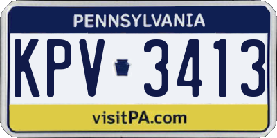 PA license plate KPV3413