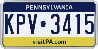 PA license plate KPV3415