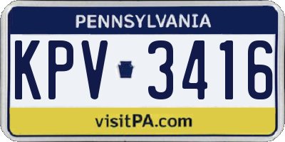 PA license plate KPV3416