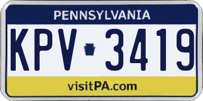 PA license plate KPV3419