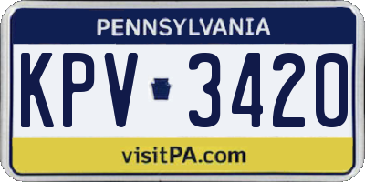 PA license plate KPV3420