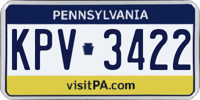 PA license plate KPV3422