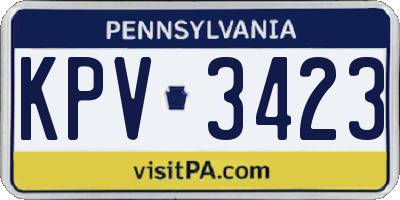 PA license plate KPV3423