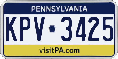 PA license plate KPV3425