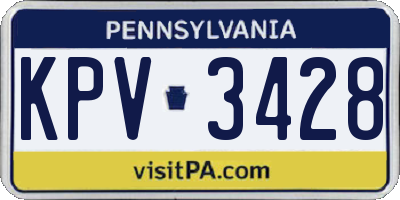 PA license plate KPV3428