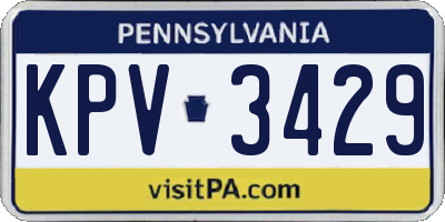 PA license plate KPV3429