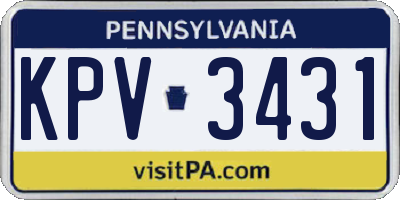 PA license plate KPV3431