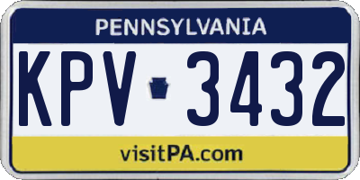PA license plate KPV3432