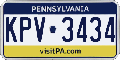 PA license plate KPV3434