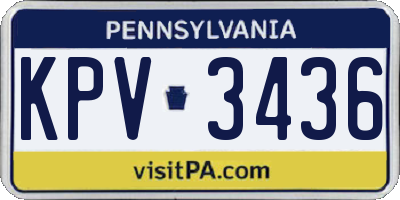 PA license plate KPV3436