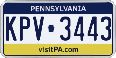 PA license plate KPV3443