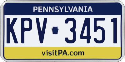 PA license plate KPV3451
