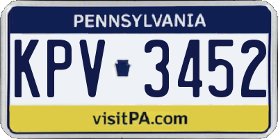 PA license plate KPV3452