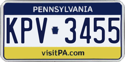 PA license plate KPV3455