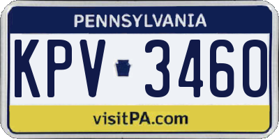 PA license plate KPV3460