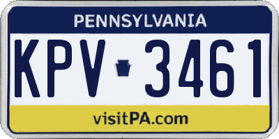 PA license plate KPV3461