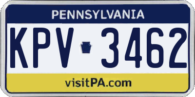 PA license plate KPV3462