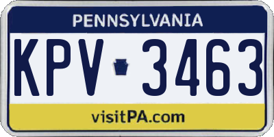PA license plate KPV3463