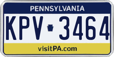 PA license plate KPV3464