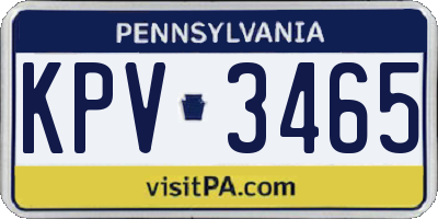 PA license plate KPV3465