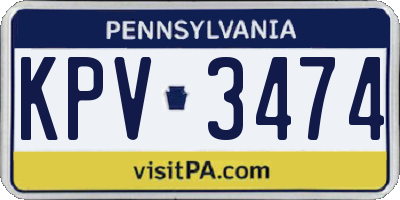 PA license plate KPV3474